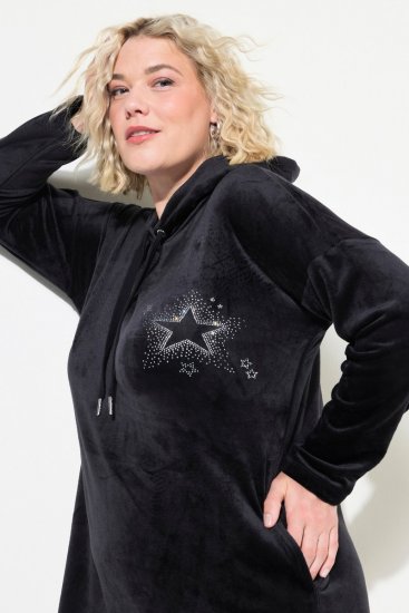 Ulla Popken 834550 Pitkähihainen mekko hupulla Musta - Collegemekot - 