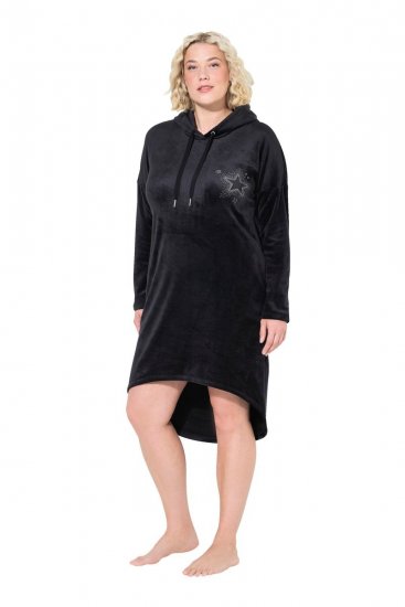 Ulla Popken 834550 Pitkähihainen mekko hupulla Musta - Collegemekot - 