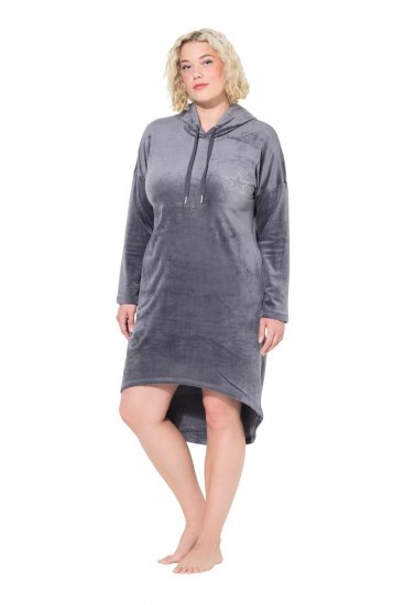 Ulla Popken 834550 Pitkähihainen mekko hupulla Antrasiitti - Collegemekot - 