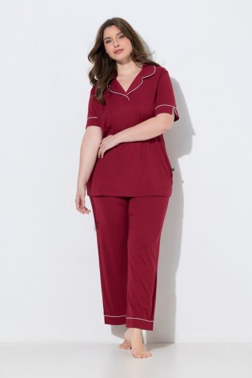 Ulla Popken 835397 Lyhythihainen pyjama paitakauluksella Liila - Pyjama/Loungewear - 
