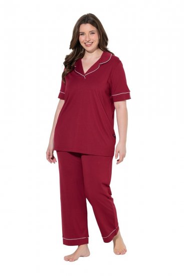 Ulla Popken 835397 Lyhythihainen pyjama paitakauluksella Liila - Pyjama/Loungewear - 