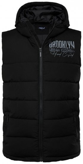 Men+ 442 Tikattu liivi hupulla ja painatuksella Musta - Takit - Miesten Takit, isot koot – 2XL – 12XL