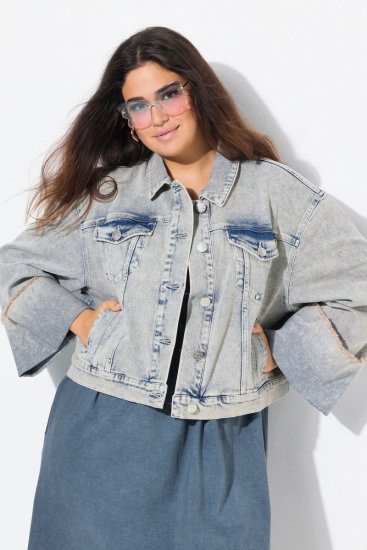 Ulla Popken 835486 Farkkutakki leveillä hihoilla Denimsininen - Takit - Naisten takit plus-koossa