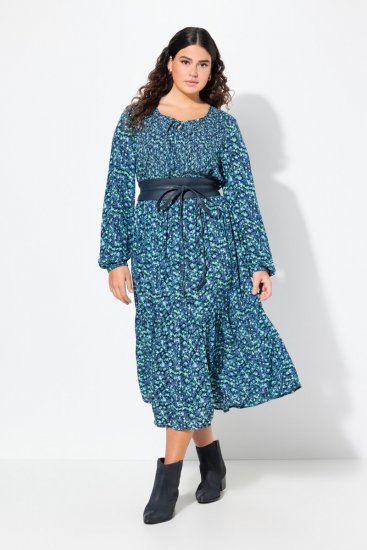 Ulla Popken 835713 Kukkakuvioinen mekko Tummansininen - Maksimekot - Isojen kokojen maksimekot