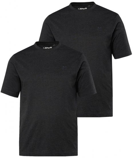Men+ 285 Pyöreäaukkoinen T-paita Musta 2 kpl - T-paidat - Isot T-paidat 2XL – 14XL