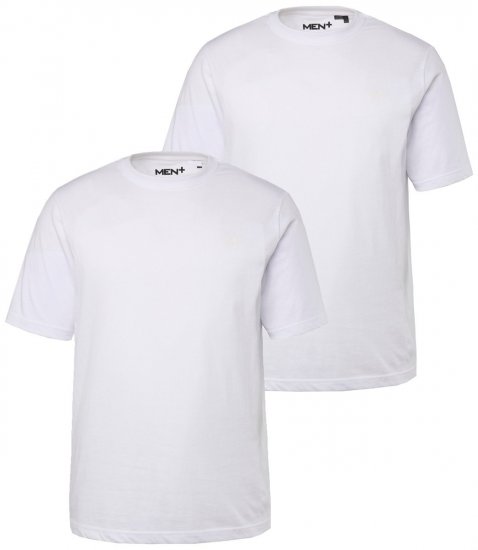 Men+ 285 Pyöreäaukkoinen T-paita Valkoinen 2 kpl - T-paidat - Isot T-paidat 2XL – 14XL