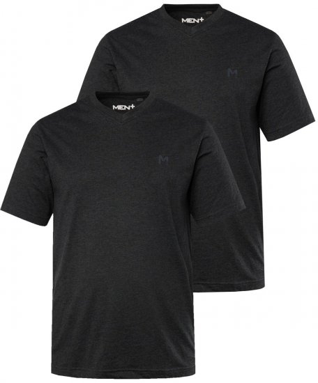 Men+ 299 V-aukkoinen T-paita Musta 2 kpl - T-paidat - Isot T-paidat 2XL – 14XL