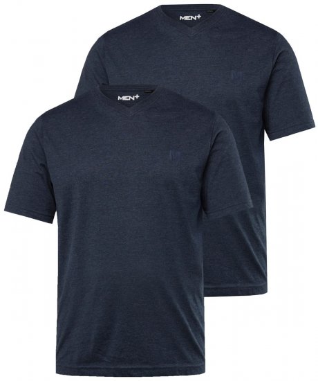 Men+ 299 V-aukkoinen T-paita Tummansininen 2 kpl - T-paidat - Isot T-paidat 2XL – 14XL