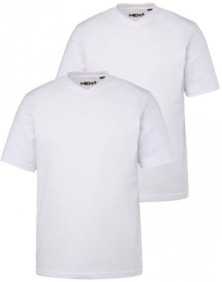 Men+ 299 V-aukkoinen T-paita Valkoinen 2 kpl - T-paidat - Isot T-paidat 2XL – 14XL