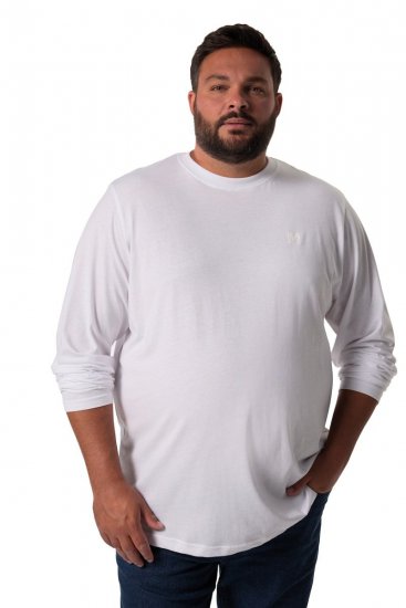 Men+ 307 Pitkähihainen T-paita Valkoinen - T-paidat - Isot T-paidat 2XL – 14XL