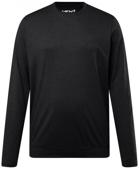 Men+ 313 Pitkähihainen T-paita bellyfit Musta - T-paidat - Isot T-paidat 2XL – 14XL