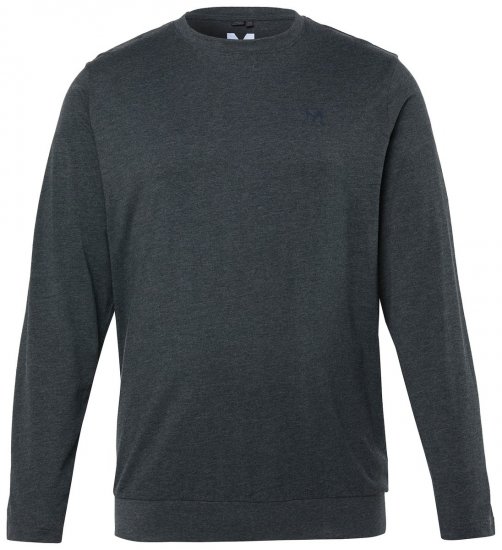 Men+ 313 Pitkähihainen T-paita bellyfit Tummanharmaa melange - T-paidat - Isot T-paidat 2XL – 14XL