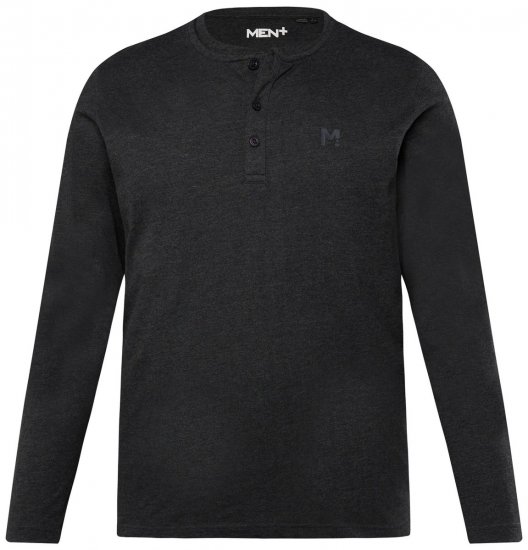 Men+ 383 Pitkähihainen Henley-paita Musta - T-paidat - Isot T-paidat 2XL – 14XL