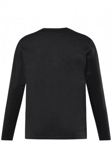 Men+ 383 Pitkähihainen Henley-paita Musta - T-paidat - Isot T-paidat 2XL – 14XL