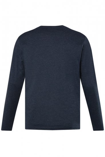 Men+ 383 Pitkähihainen Henley-paita Tummansininen - T-paidat - Isot T-paidat 2XL – 14XL