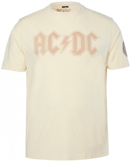 JP1880 836411 AC/DC Classic Logo T-paita Hiekanharmaa - Bändi T-paidat - Bänditbaidat isoissa koissa
