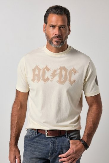 JP1880 836411 AC/DC Classic Logo T-paita Hiekanharmaa - Bändi T-paidat - Bänditbaidat isoissa koissa