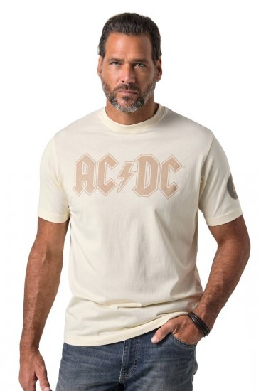 JP1880 836411 AC/DC Classic Logo T-paita Hiekanharmaa - Bändi T-paidat - Bänditbaidat isoissa koissa
