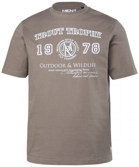 Men+ 424 T-paita Trout Trophy Harmaanruskea - T-paidat - Isot T-paidat 2XL – 14XL