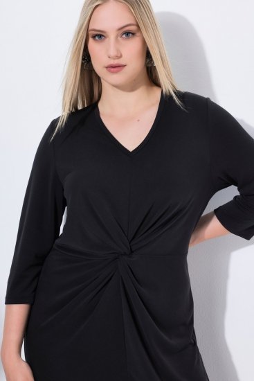 Ulla Popken 836514 Midimekko 3/4-hihoilla Musta - Midimekot - Midimekot isoissa ko'oissa