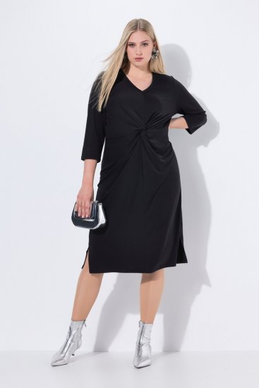 Ulla Popken 836514 Midimekko 3/4-hihoilla Musta - Midimekot - Midimekot isoissa ko'oissa
