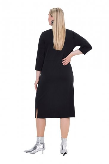 Ulla Popken 836514 Midimekko 3/4-hihoilla Musta - Midimekot - Midimekot isoissa ko'oissa