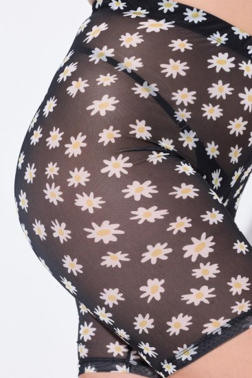 Ulla Popken 836803 Kukkakuvioiset hankautumista estävät shortsit Musta - Hankautumista estävät shortsit - 