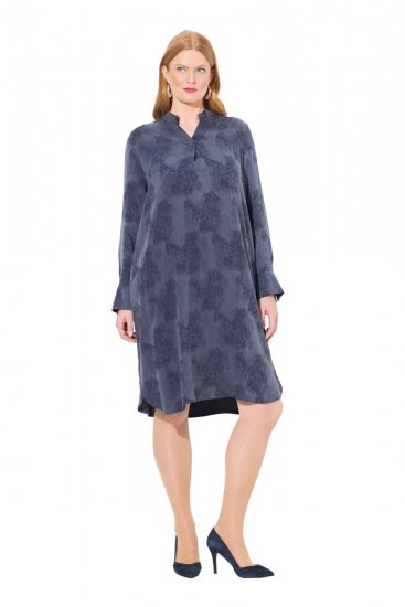 Ulla Popken 837069 Kukkakuvioinen mekko Tummansininen - Midimekot - Midimekot isoissa ko'oissa