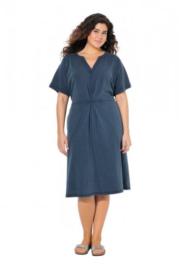 Ulla Popken 837403 Lyhythihainen jerseymekko Tummansininen - Trikoomekot - 
