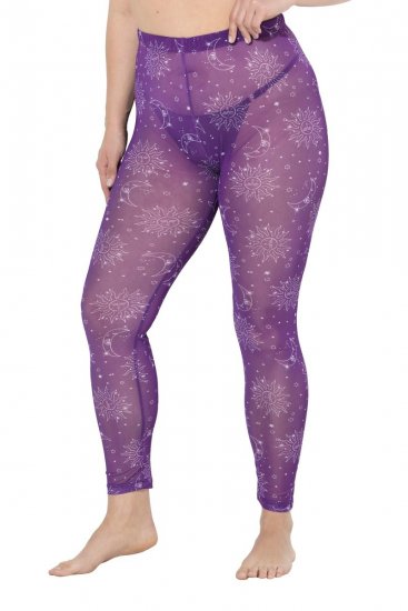 Ulla Popken 837935 Kuviolliset sukkaleggingsit Violetti - Sukkahousut & sukat - 