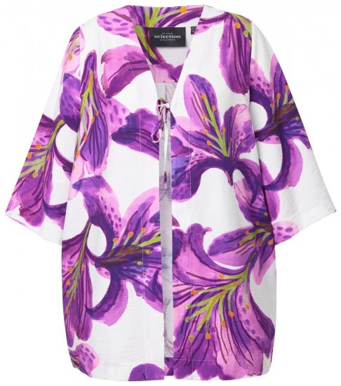 Ulla Popken 838105 Avoin solmittava neuletakki Violetti - Neuletakit - Neuletakit isoissa koissa