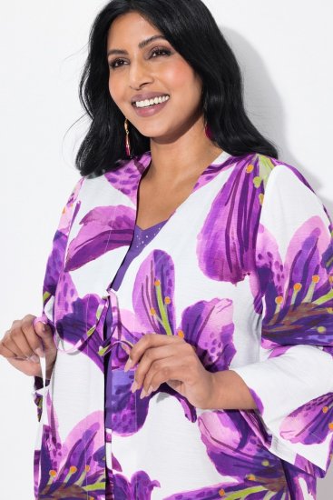 Ulla Popken 838105 Avoin solmittava neuletakki Violetti - Neuletakit - Neuletakit isoissa koissa