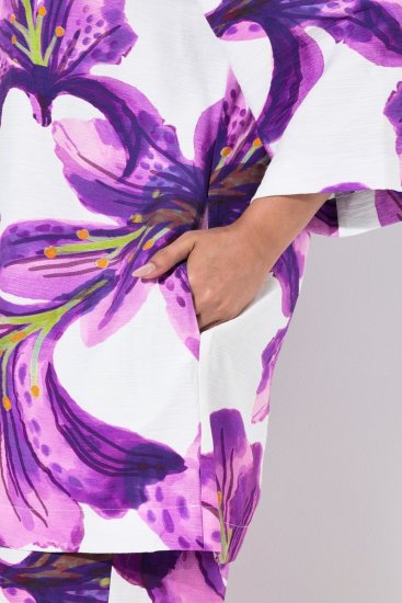Ulla Popken 838105 Avoin solmittava neuletakki Violetti - Neuletakit - Neuletakit isoissa koissa