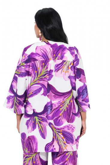 Ulla Popken 838105 Avoin solmittava neuletakki Violetti - Neuletakit - Neuletakit isoissa koissa