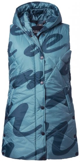 Ulla Popken 838435 Pitkä tikattu liivi painatuksella Harmaanvihreä - Liivit - 