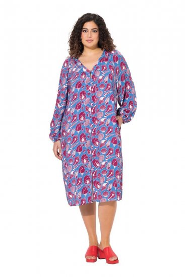 Ulla Popken 838839 Kuviollinen paitamekko Petrooli - Midimekot - Midimekot isoissa ko'oissa