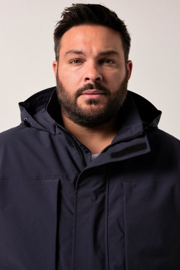 Men+ 215 Sadetakki hupulla Tummansininen - Takit - Miesten Takit, isot koot – 2XL – 12XL