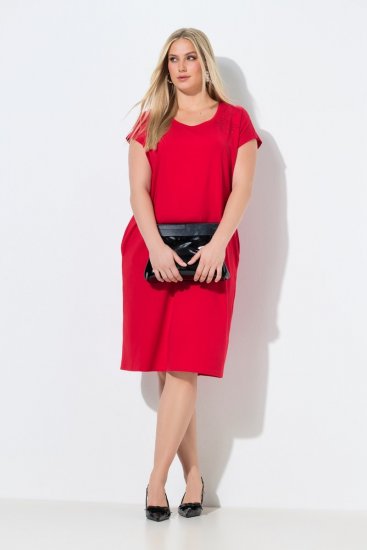 Ulla Popken 839896 Jerseymekko strassikoristeilla Roosa - Iltapuvut - Juhlamekot plus-koossa