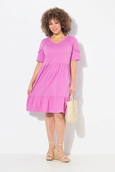 Ulla Popken 840115 Lyhythihainen jerseymekko Roosa - Trikoomekot - 