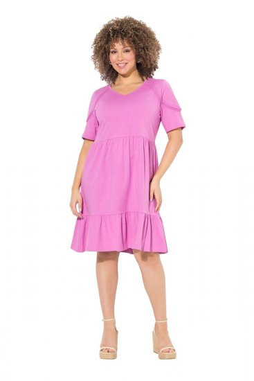 Ulla Popken 840115 Lyhythihainen jerseymekko Roosa - Trikoomekot - 