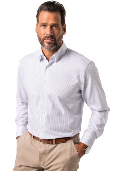 JP1880 Business Shirt Long Sleeve Striped Snow White - Kauluspaidat - Miesten isot kauluspaidat 2XL – 8XL