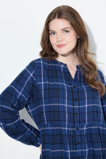 Ulla Popken 840929 Ruudullinen mekko Tummansininen - Midimekot - Midimekot isoissa ko'oissa