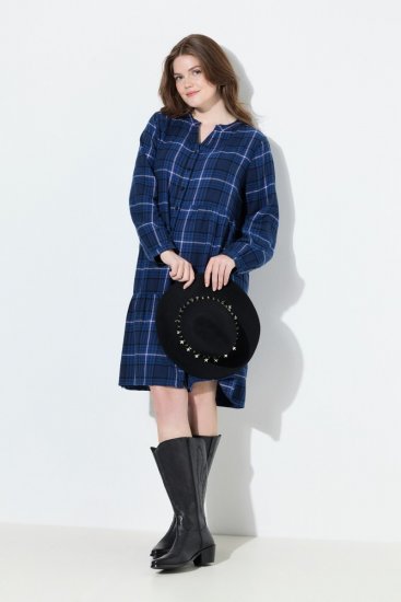 Ulla Popken 840929 Ruudullinen mekko Tummansininen - Midimekot - Midimekot isoissa ko'oissa