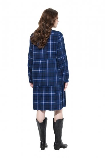 Ulla Popken 840929 Ruudullinen mekko Tummansininen - Midimekot - Midimekot isoissa ko'oissa