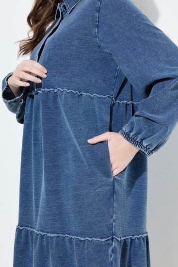 Ulla Popken 840972 Collegemekko röyhelöillä Indigo - Collegemekot - 