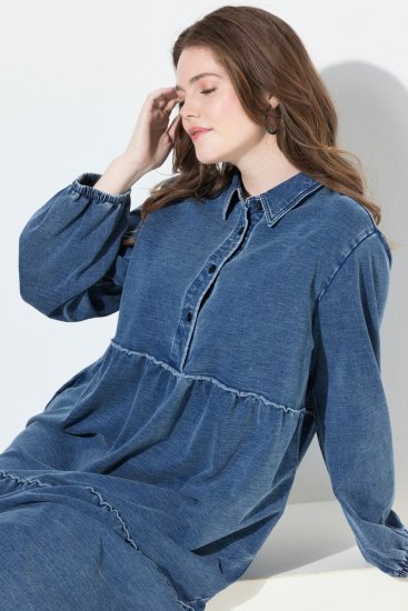 Ulla Popken 840972 Collegemekko röyhelöillä Indigo - Collegemekot - 
