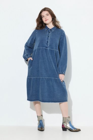 Ulla Popken 840972 Collegemekko röyhelöillä Indigo - Collegemekot - 