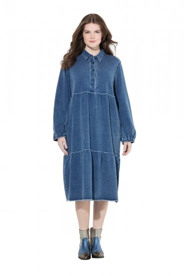 Ulla Popken 840972 Collegemekko röyhelöillä Indigo - Collegemekot - 