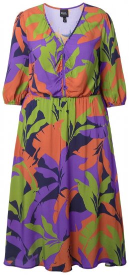 Ulla Popken 841034 Kuviollinen mekko 3/4-hihoilla Tummansininen - Maksimekot - Isojen kokojen maksimekot