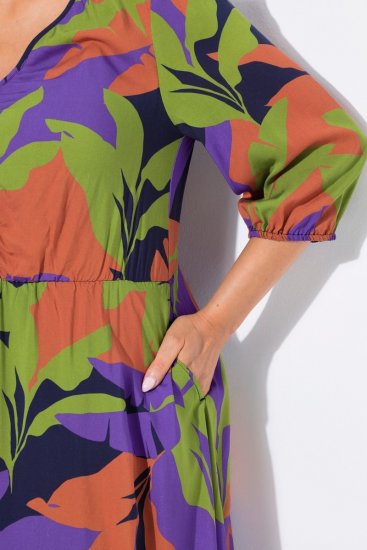 Ulla Popken 841034 Kuviollinen mekko 3/4-hihoilla Tummansininen - Maksimekot - Isojen kokojen maksimekot